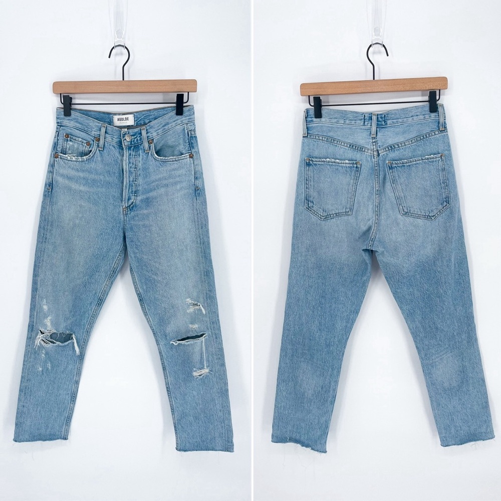 Agolde Riley High Rise Straight Leg Distressed Jeans Size 24 - Picture 12 of 12